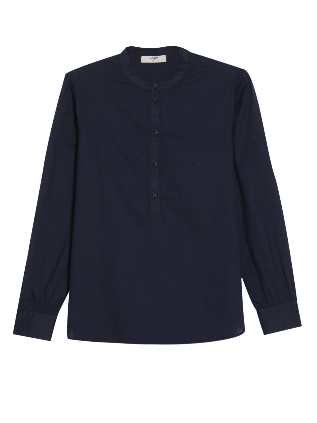 Navy Mandarin Collar Top