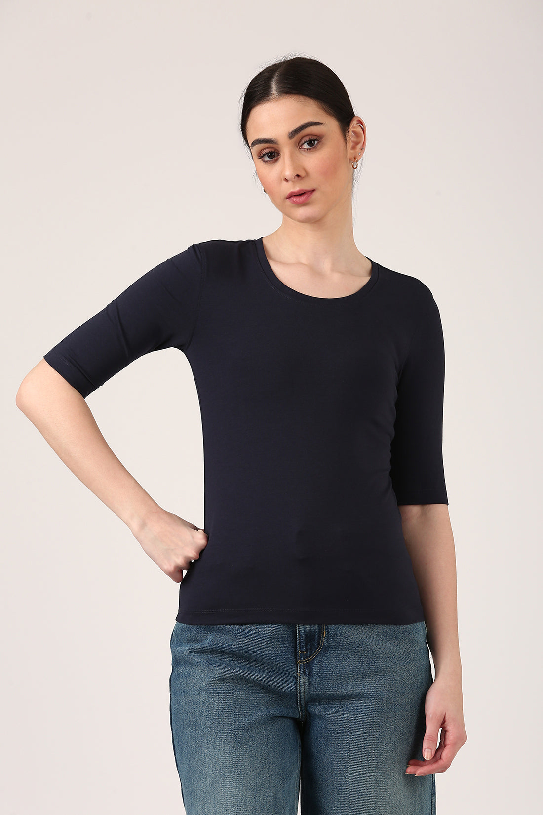 Luxe Navy  3/4th Sleeve T-Shirt