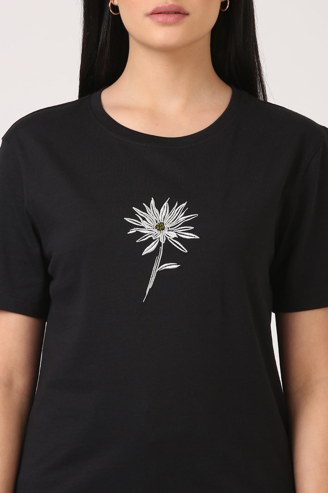 Hand Embroidered Black T-Shirt