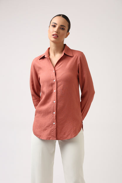 Coral Linen Shirt