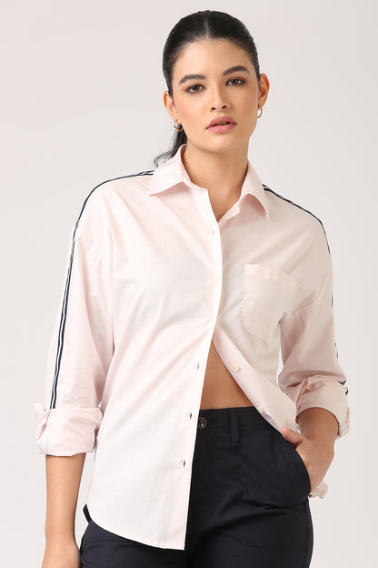 Pink Cotton Side Stripe Shirt