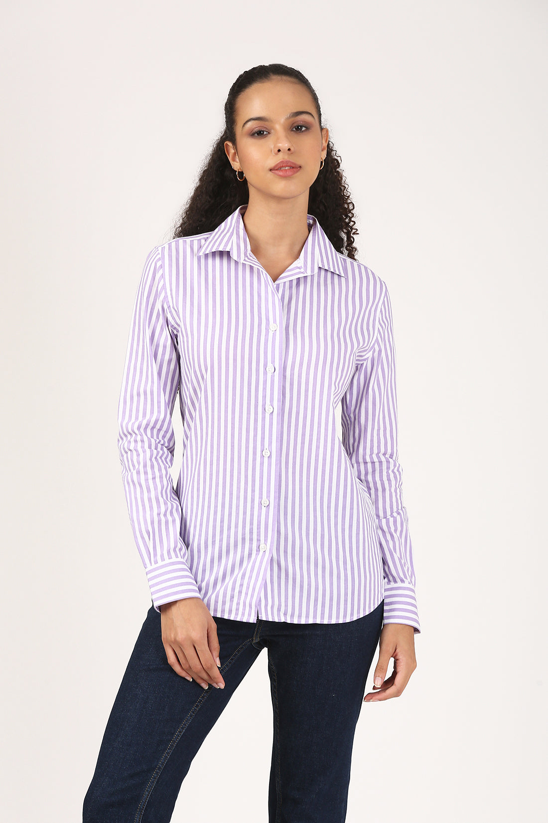 Violet Stripe Cotton Shirt