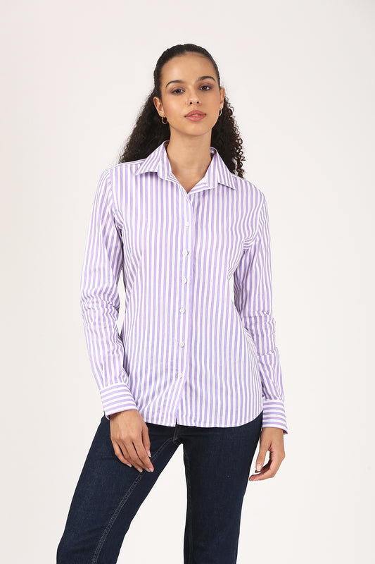Violet Stripe Cotton Shirt