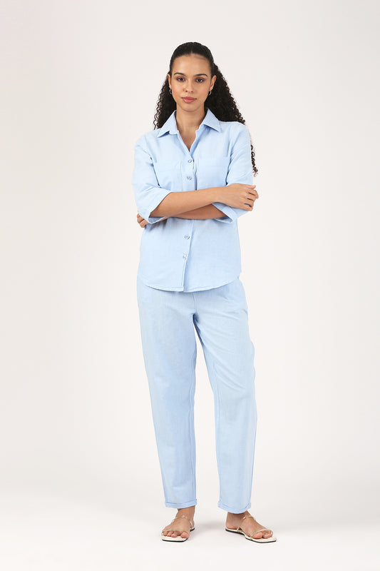 Cloud Blue Soft Linen Pant