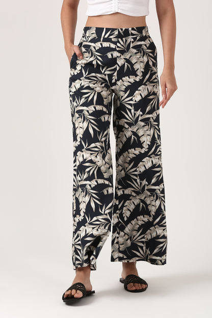 Blue Printed Flare Pants