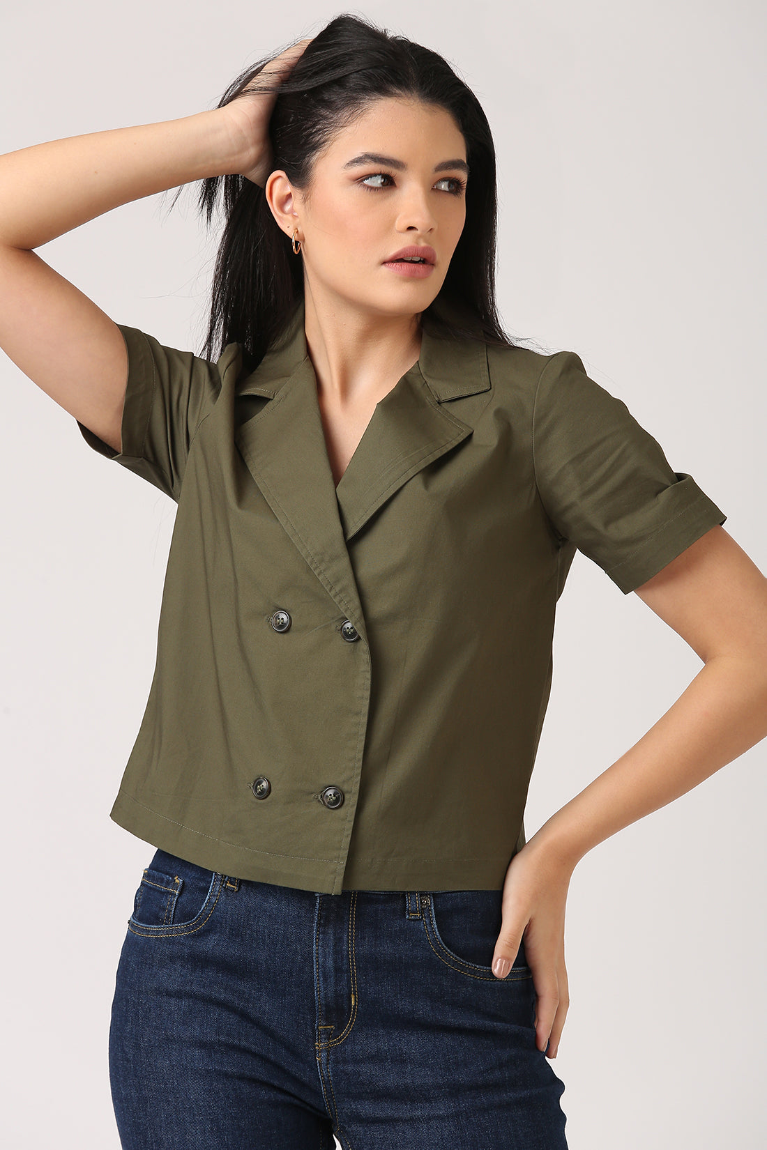 Olive Blazer Top