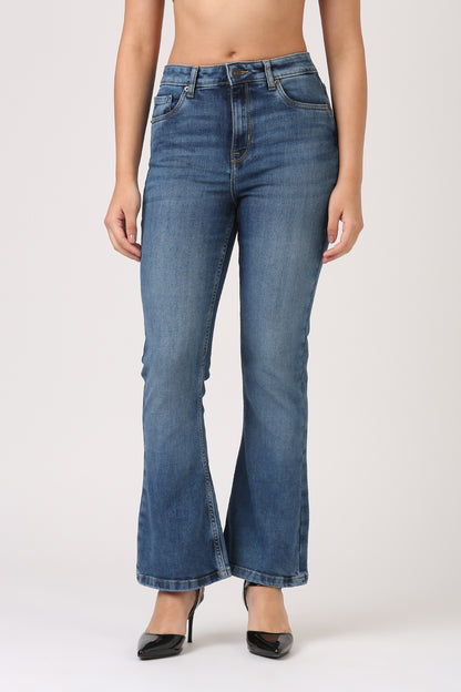 Bootcut High Rise Jeans-Mid Blue