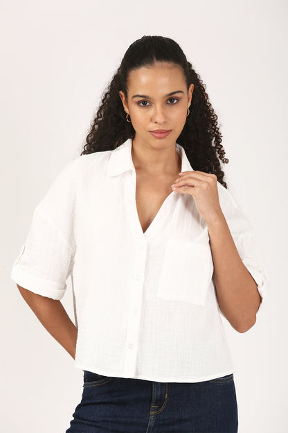 Pure White Double Cloth Shirt