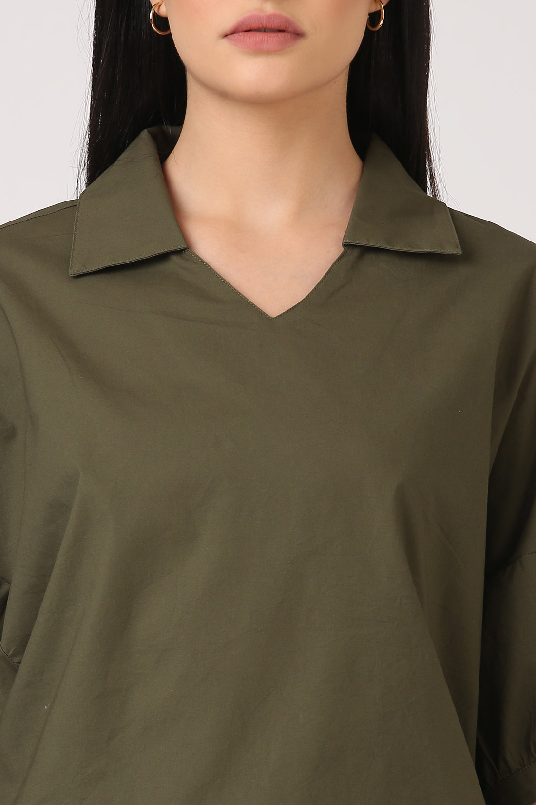 V-Neck Boxy Olive Top