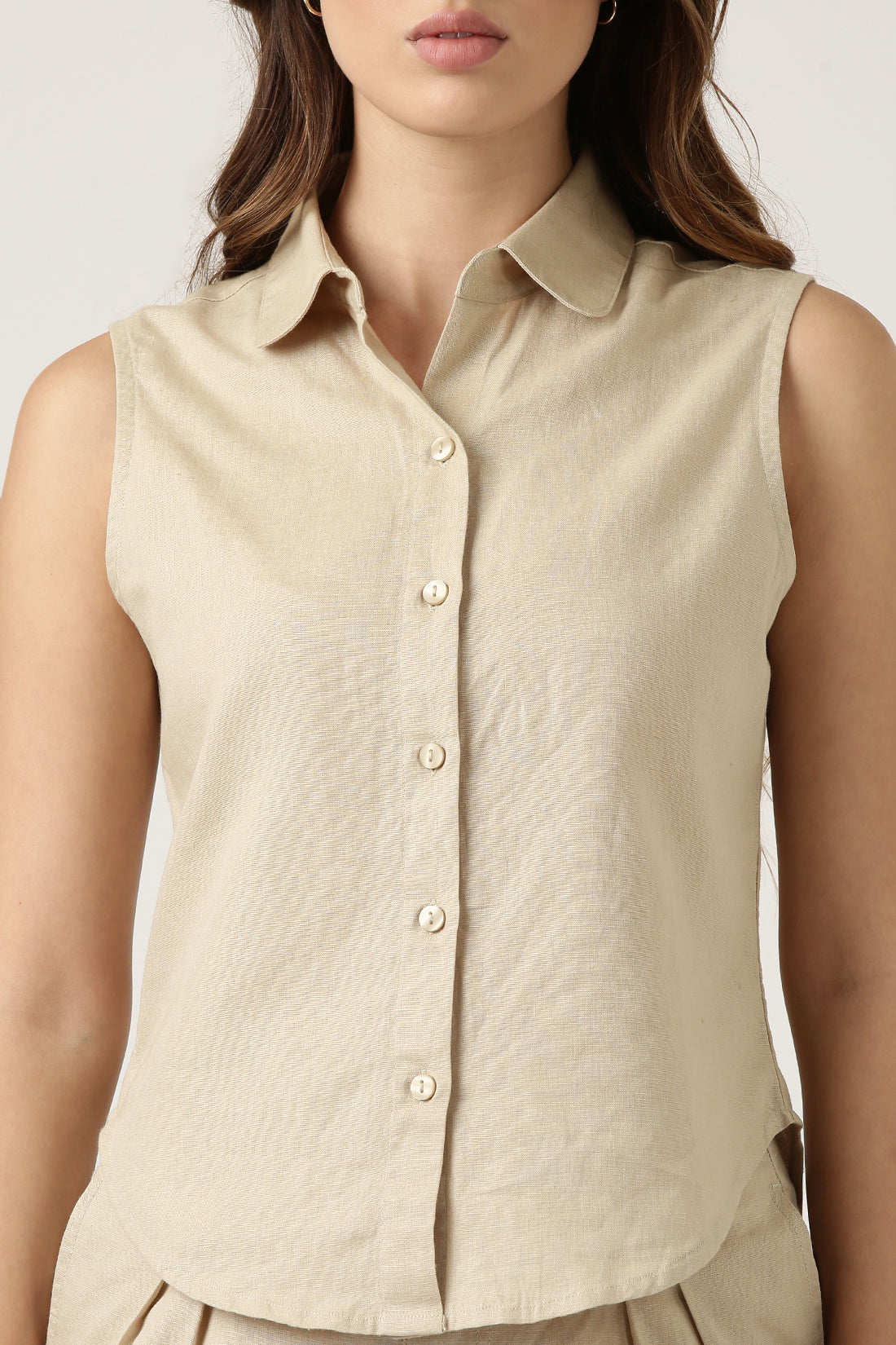 Beige Sleeveless Shirt