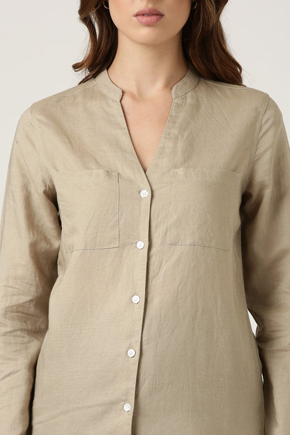 Beige Linen Casual Shirt