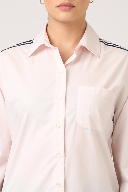 Pink Cotton Side Stripe Shirt