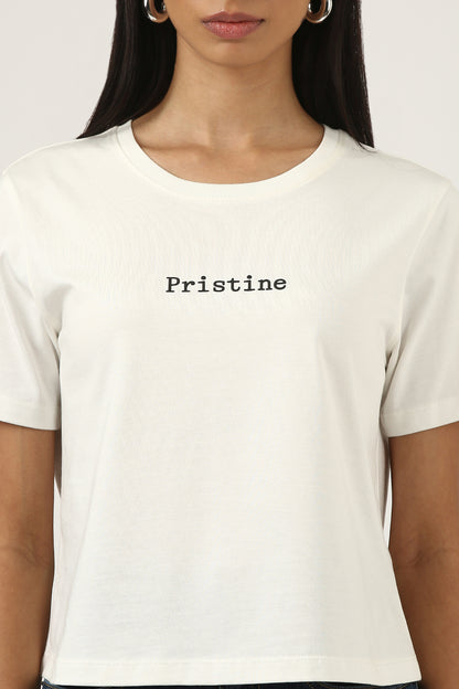 Ecru "Pristine" Printed T-shirt