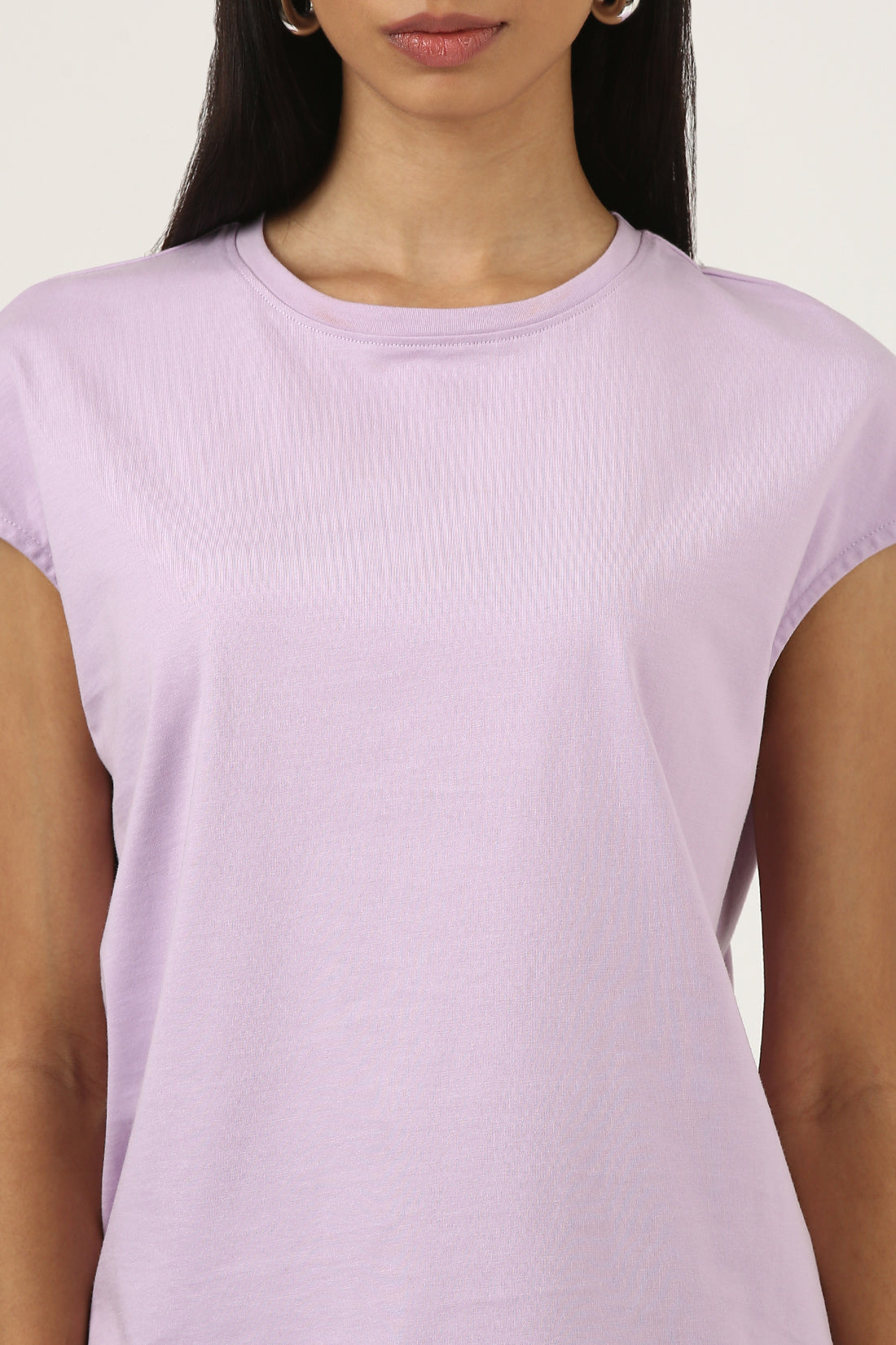 Lavender Solid Wide Armhole Tee