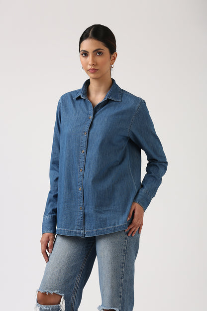 Light Indigo Denim Long Sleeve Shirt