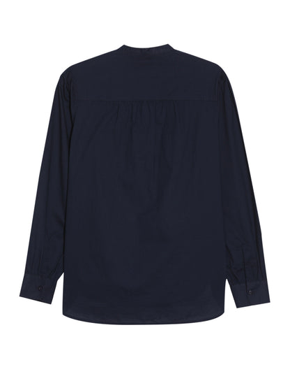 Navy Mandarin Collar Top