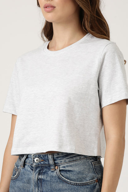 Light Grey Melange Crop Tee