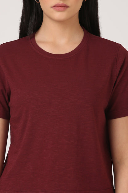 Melange Burgundy  Crop T-shirt