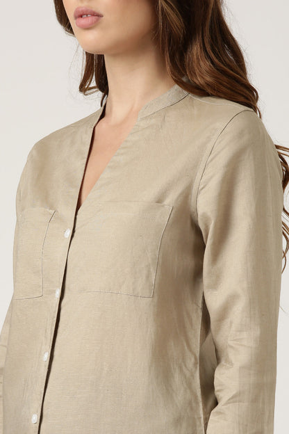 Beige Linen Casual Shirt