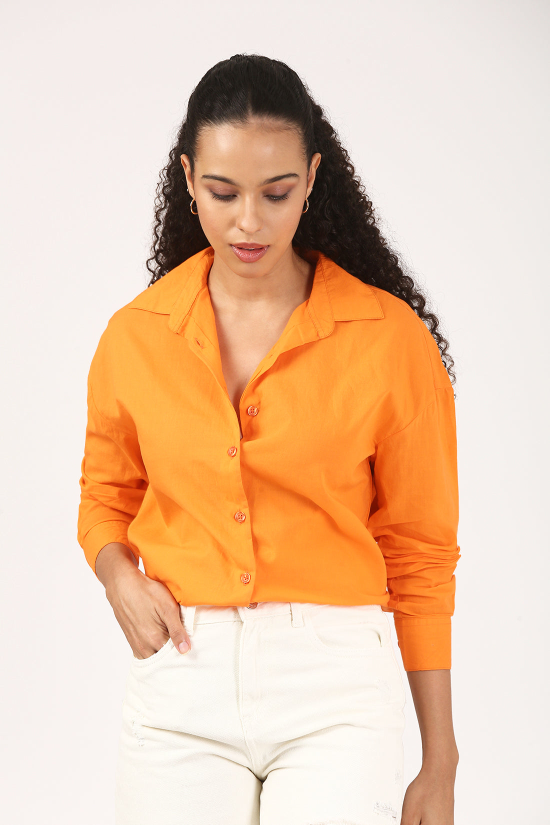 Orange Solaire Cotton Shirt