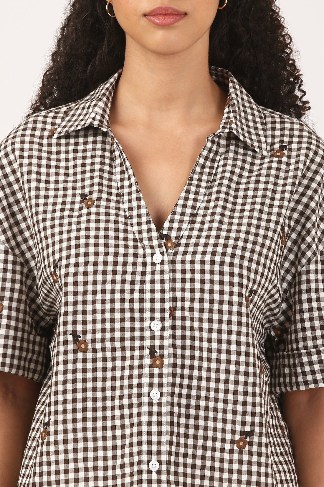 Chestnut Gingham Embroidered Shirt