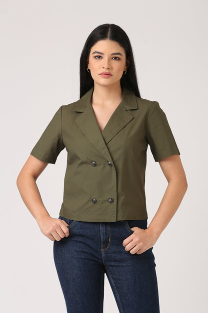 Olive Blazer Top