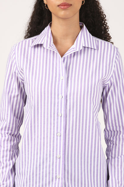 Violet Stripe Cotton Shirt