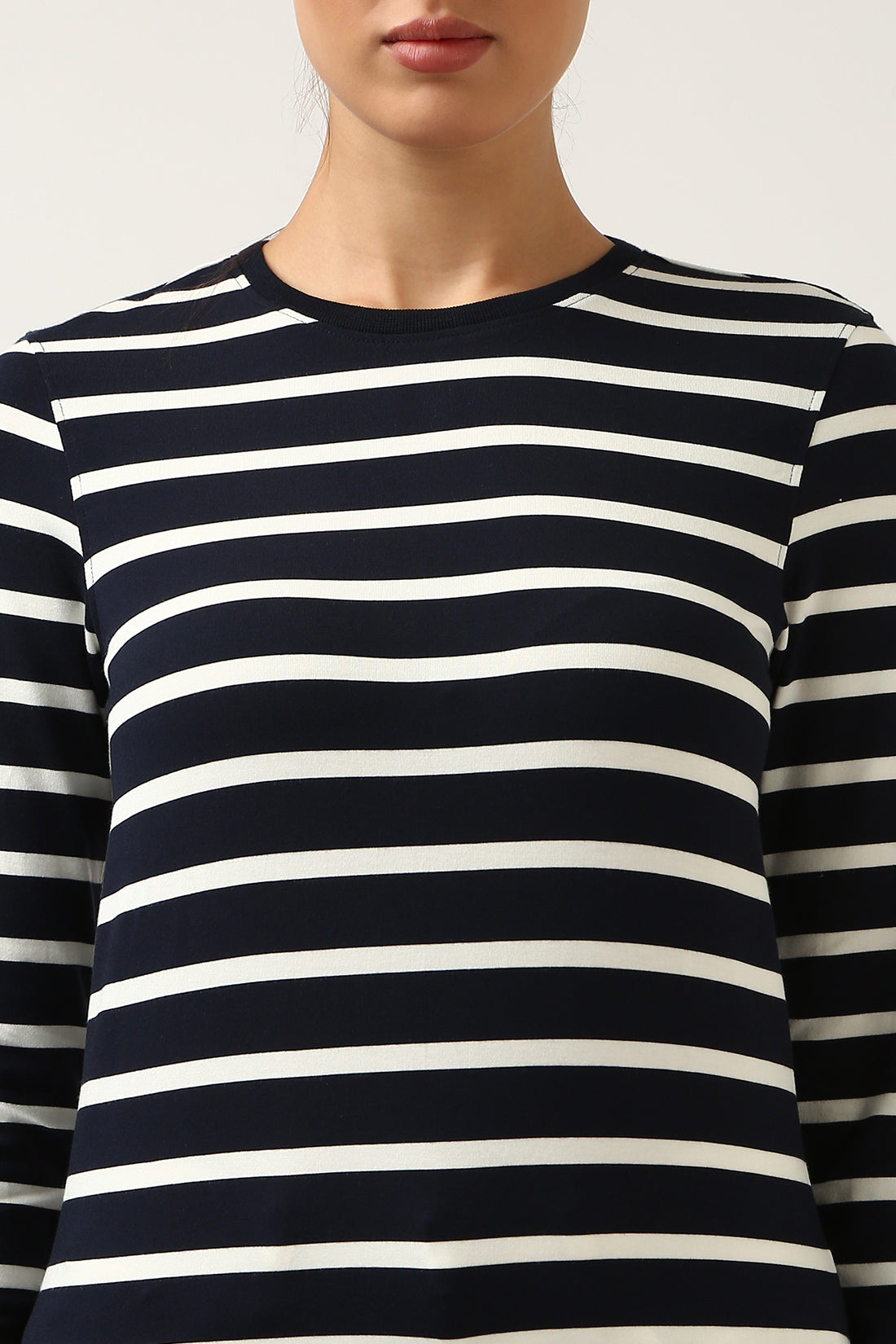 Super Soft-Long Sleeve Tee-Navy & White Stripe