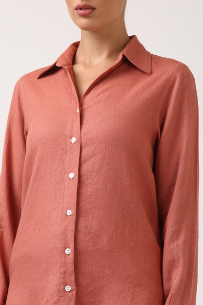 Coral Linen Shirt