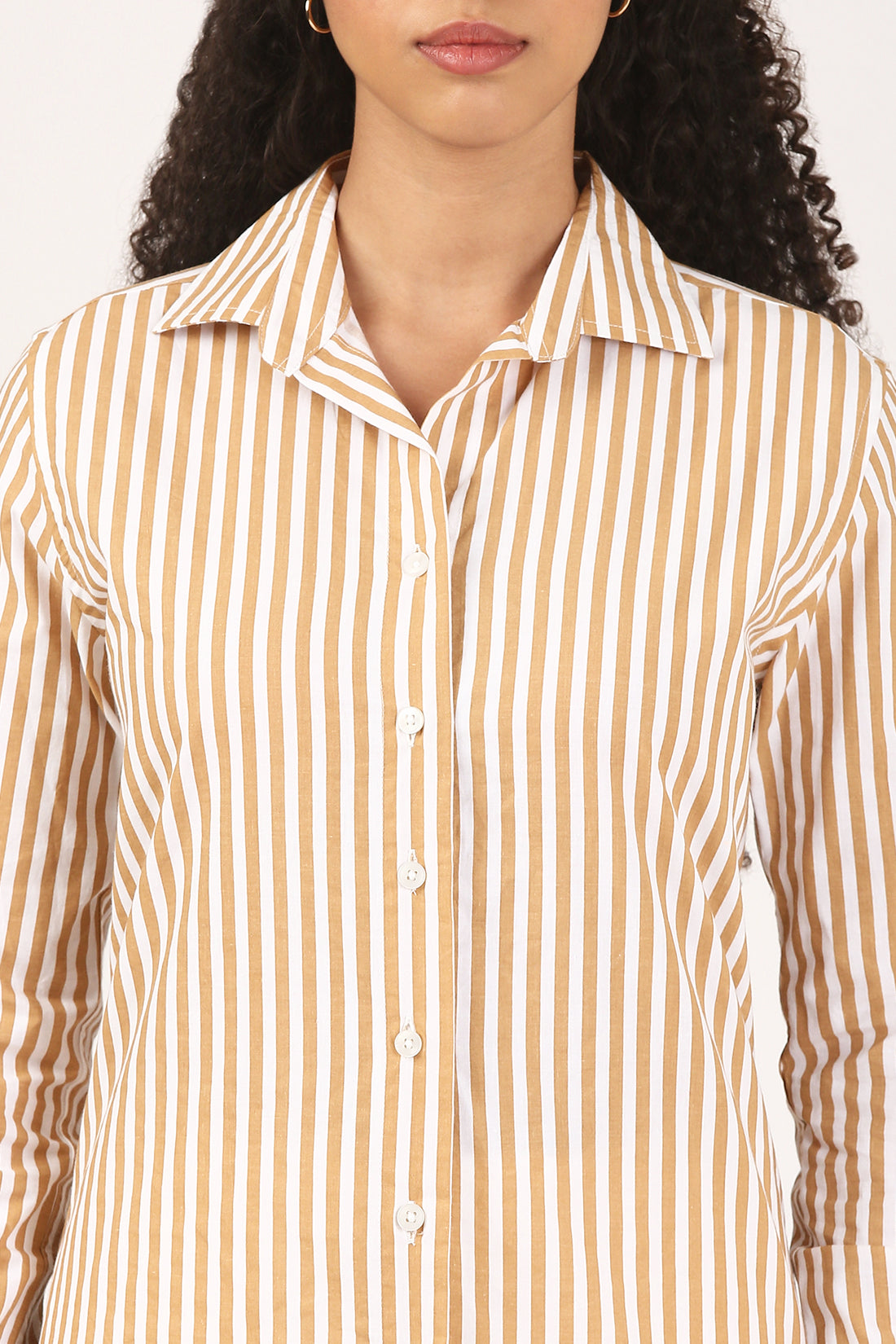 Caramel Stripe Cotton Shirt