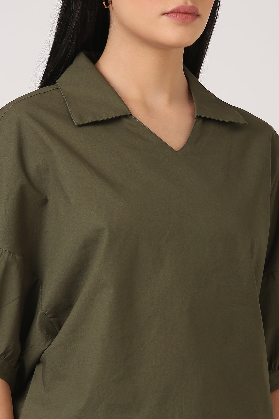 V-Neck Boxy Olive Top