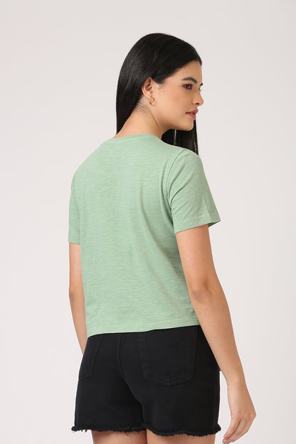 Melange Pistachio Crop T-shirt