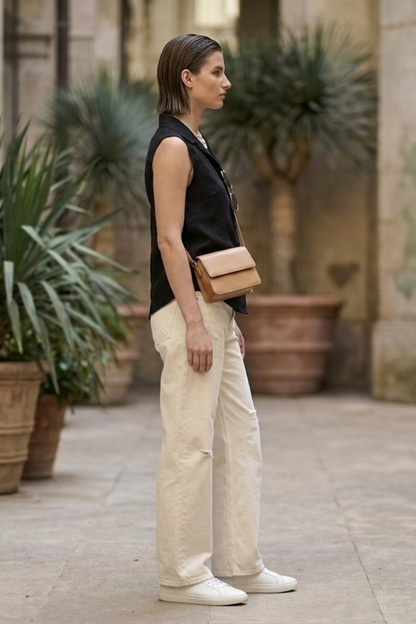 Black Cotton Sleeveless Top
