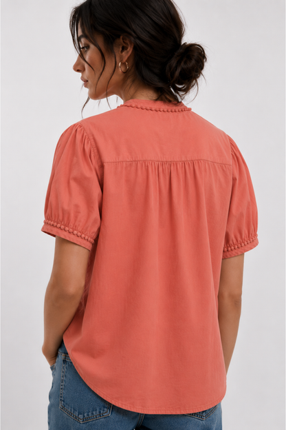 Peach Meadow Trim Cambric Blouse