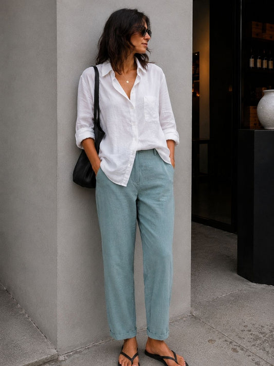 Teal Soft Linen Pant
