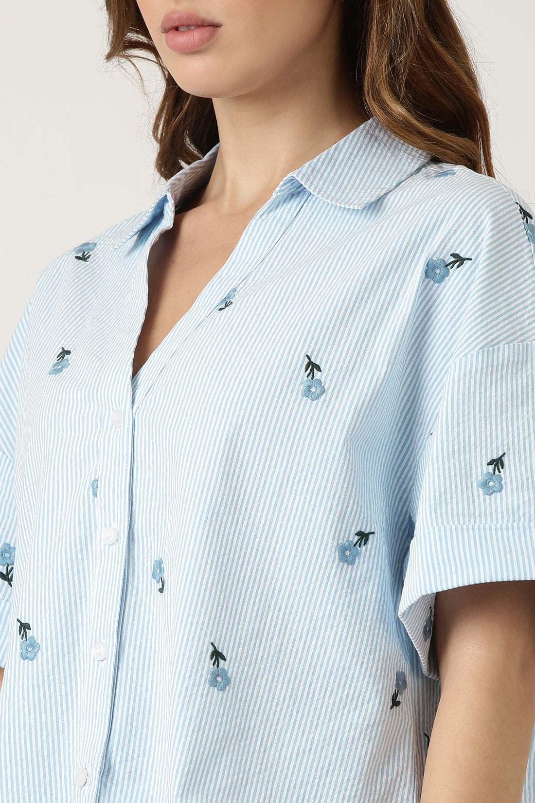 Blue Embroidered Shirt