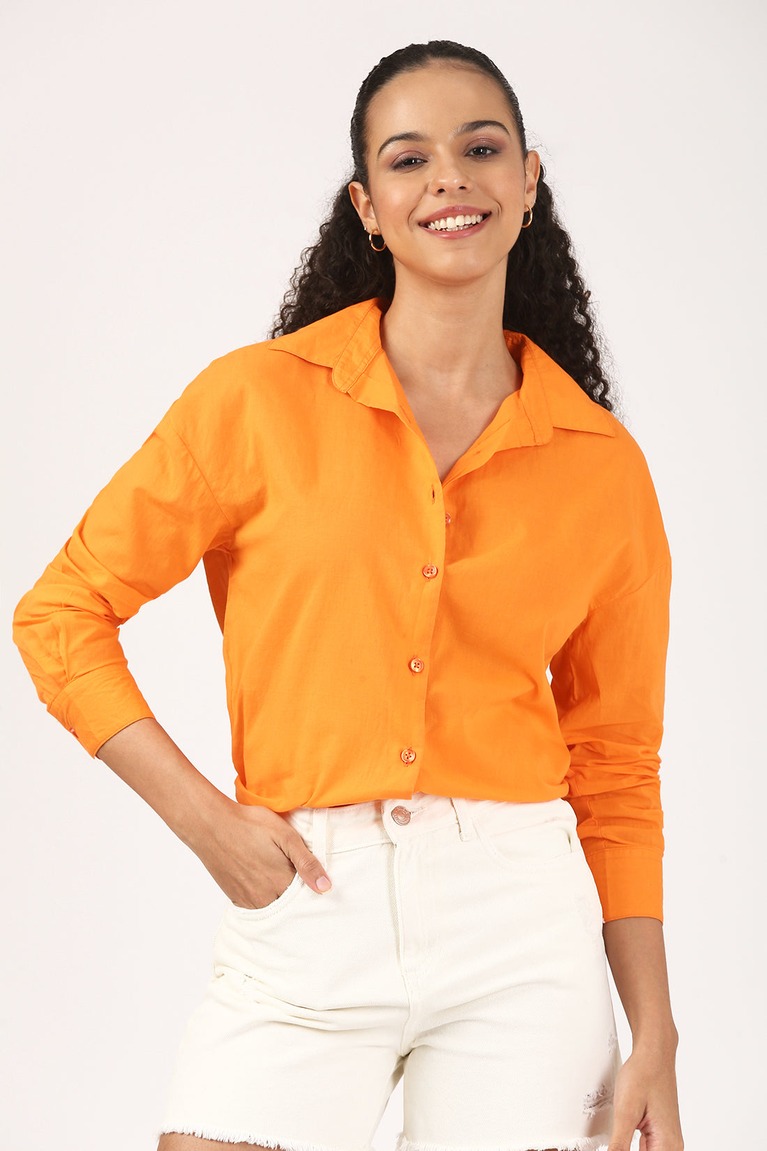 Orange Solaire Cotton Shirt