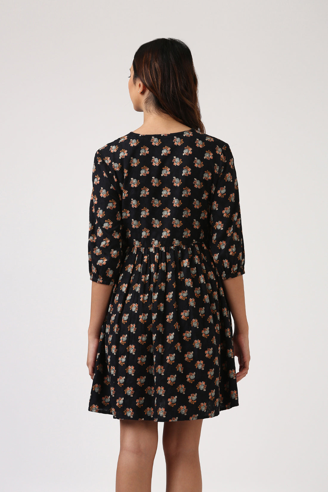 Black Printed Fit & Flare Dress