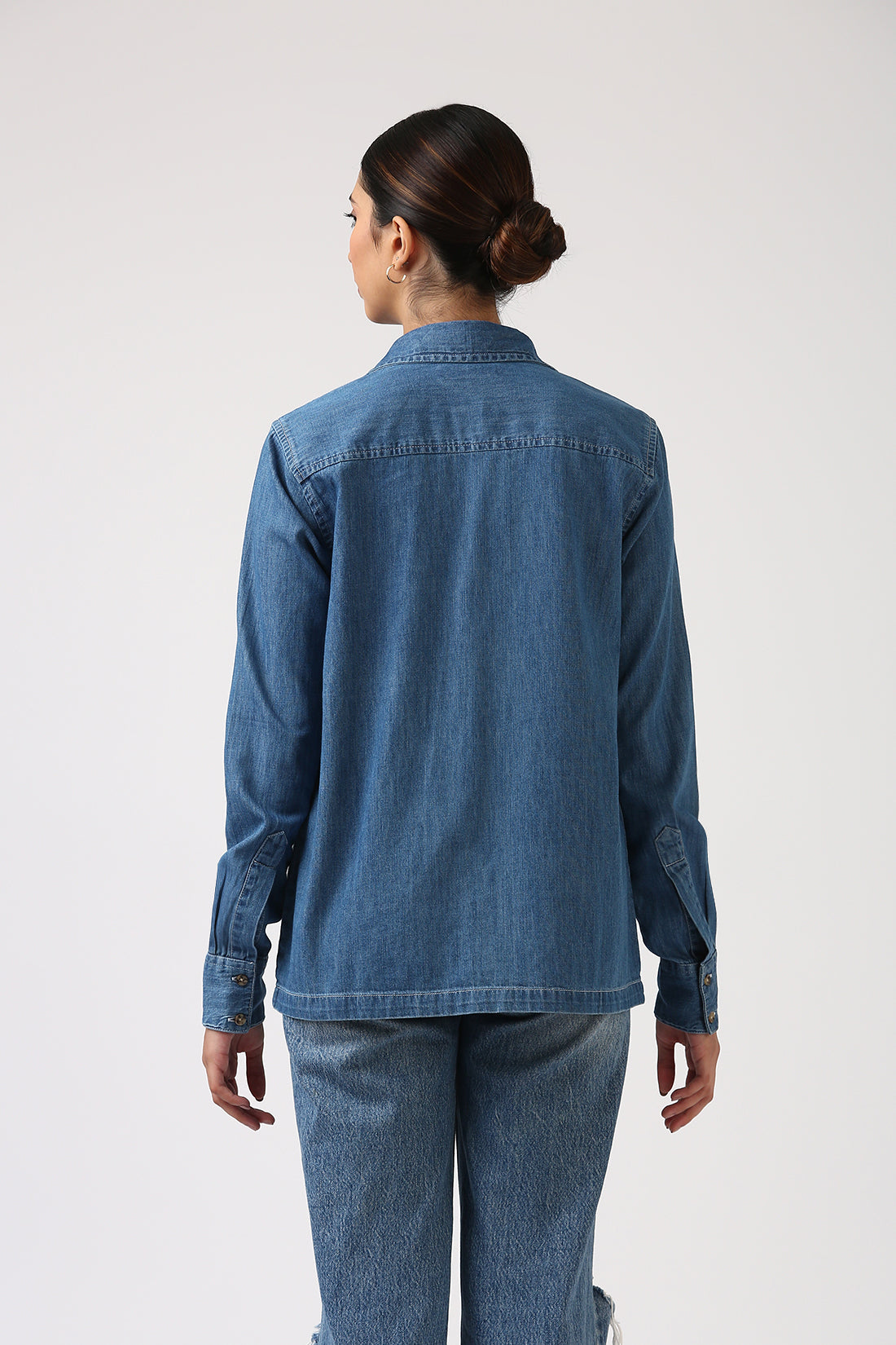 Light Indigo Denim Long Sleeve Shirt