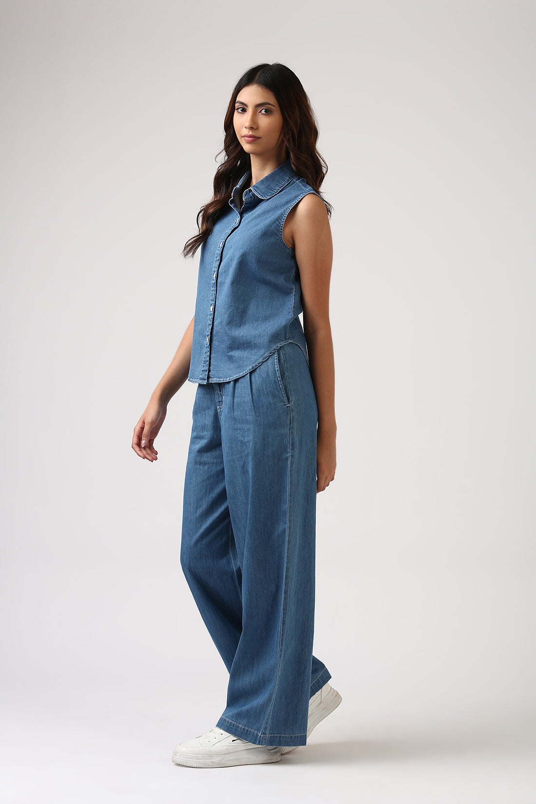 Light Indigo Denim Sleeveless Shirt