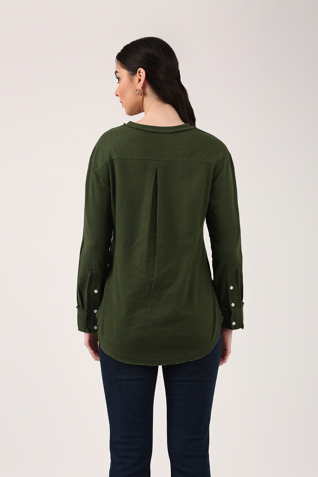 Olive Green Raw Edge Top