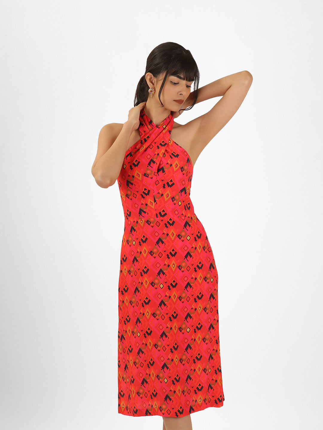 Printed Halter Neck Dress