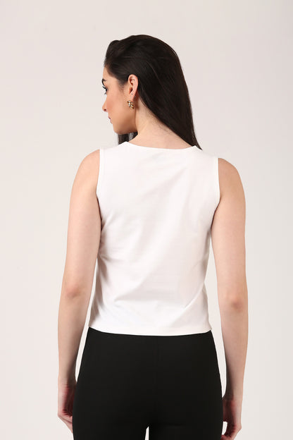 White Square Neck Snug T-Shirt