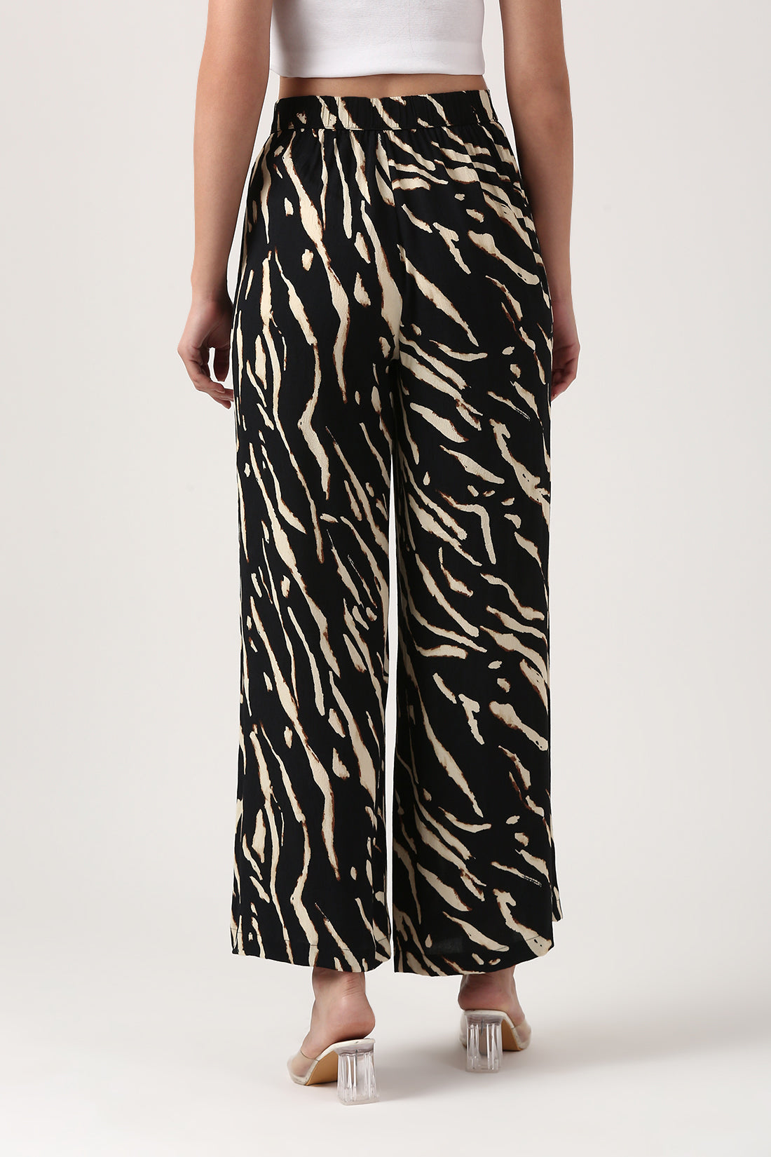 Black Printed Flare Pants