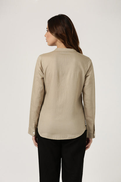 Beige Linen Casual Shirt