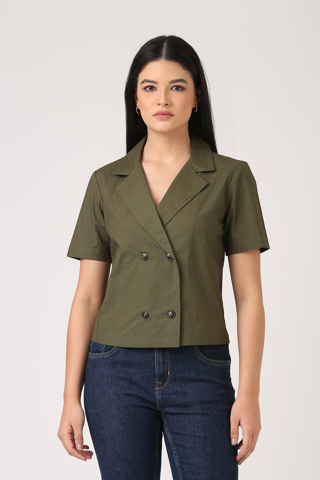 Olive Blazer Top