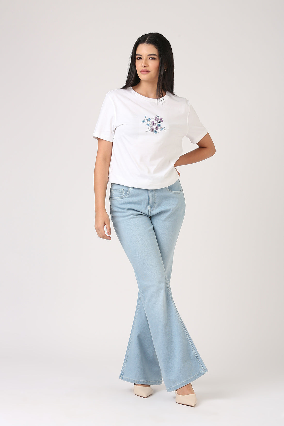 Flare High Rise Jeans-Ice Blue