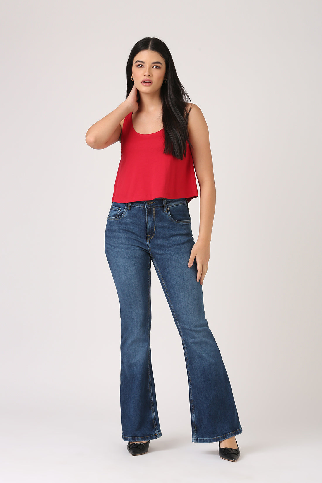 Flare High Rise Jeans-Classic Indigo