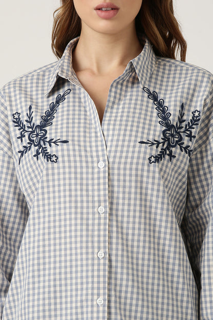 Embroidered Gingham Shirt