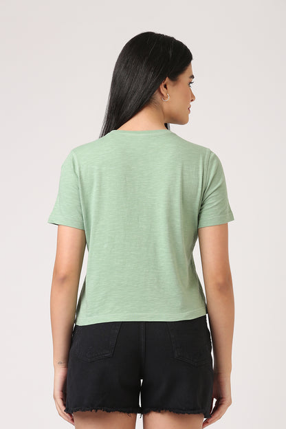 Melange Pistachio Crop T-shirt